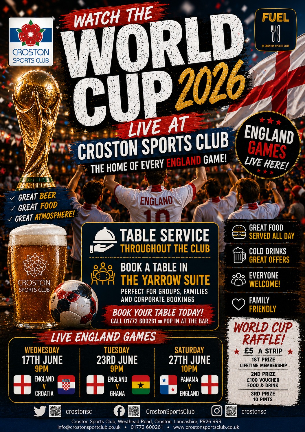 World Cup Table Reservation – England v Panama - 27 June